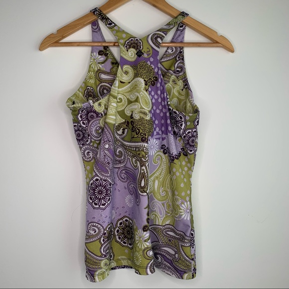 Prana Purple and Green Paisley Racerback Tank Top - Picture 4 of 7